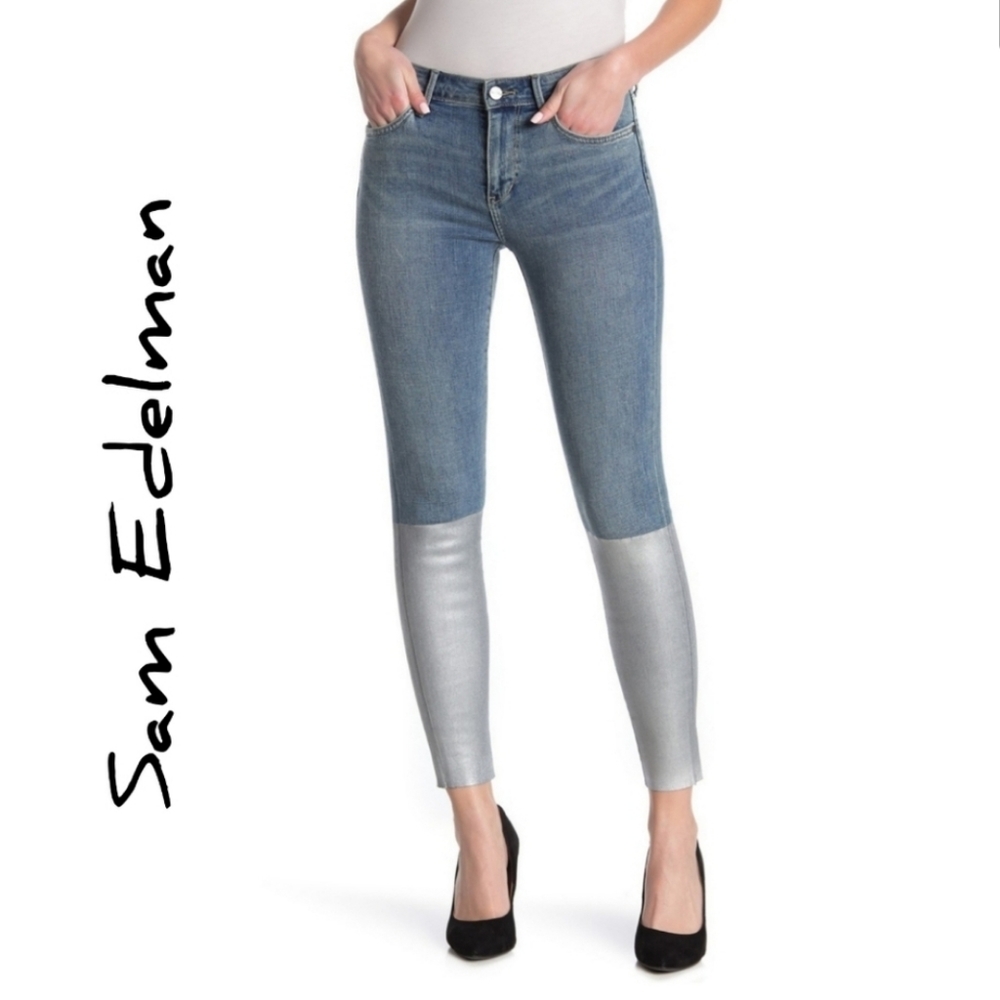 Sam Edelman Kitten Skinny Silver Jeans 27 - Picture 1 of 9